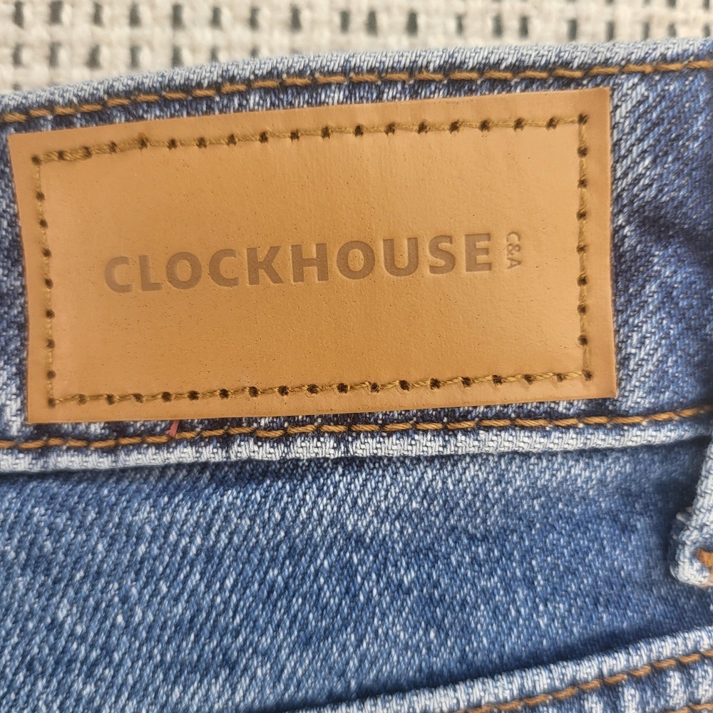 Clockhouse C&A Jeans Womens‎ 42 Short High Rise Loose Straight Side Slit Hem - Picture 9 of 10